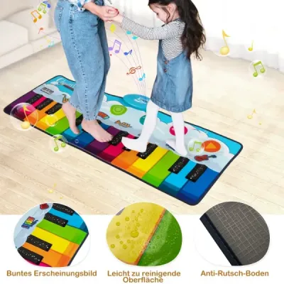Dětská podložka na klavír s 8 hudebními nástroji, klávesami, taneční podložkou s funkcí nahrávání a přehrávání, hračka 120 x 47 cm