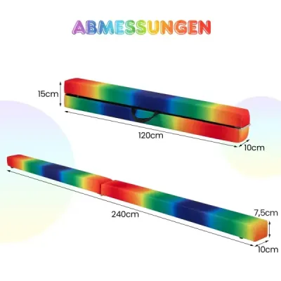 Dětská kladina 240 cm, skládací kladina, gymnastická kladina s rukojetí, barevná