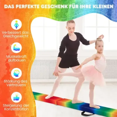 Dětská kladina 240 cm, skládací kladina, gymnastická kladina s rukojetí, barevná