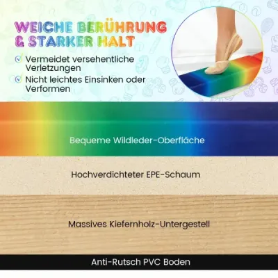 Dětská kladina 240 cm, skládací kladina, gymnastická kladina s rukojetí, barevná