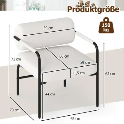 Křeslo Moderní čalouněné křeslo s područkami, jedno křeslo, relaxační křeslo bílé