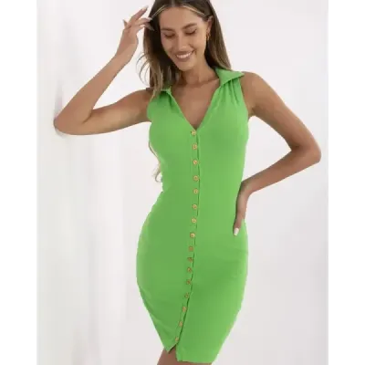 Damské šaty se zlatými knoflíčky MODA7803 zelené