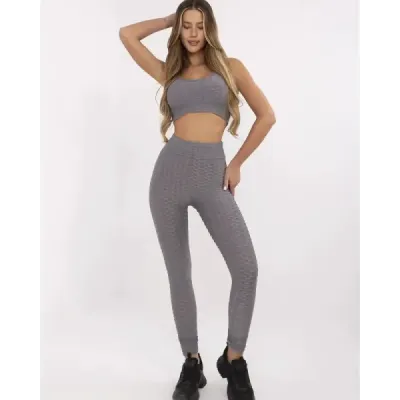 Sportovní top a legíny tmavošedé MODA5448