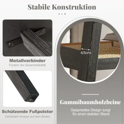 Konferenční stolek dřevo Obývací stůl s ratanovou policí Odkládací stolek 2 úrovně Konferenční stolek rustikální 100 x 55 x 44,5 cm