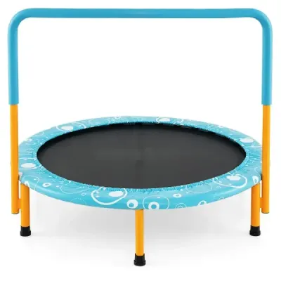 φ92 cm dětská trampolína s rukojetí Mini trampolína s nosností až 150 kg Skládací trampolína oranžová