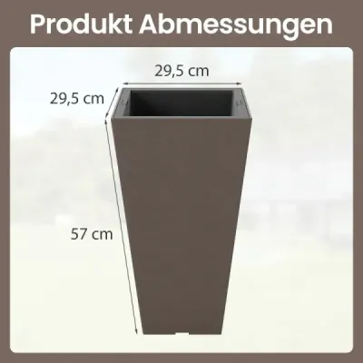Sada 2 květináčů s vnitřním květináčem, odolné vůči povětrnostním vlivům, s drenážními otvory, hnědá