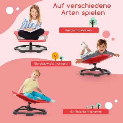 Senzorická otočná židle pro děti 360° dětská otočná židle kolotoč autismus dětská židle s protiskluzovou kovovou základnou červený slon