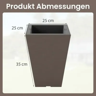Sada 2 květináčů s vnitřním květináčem, květináče s drenážními otvory, odolné vůči povětrnostním vlivům, hnědé