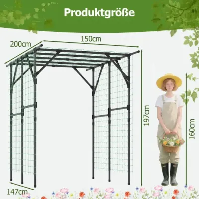 Trellis pro popínavé rostliny, popínavá opora, oblouk, zahradní oblouk 200 x 150 x 197 cm