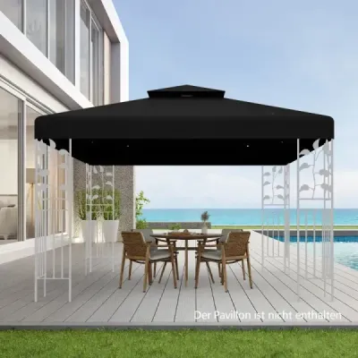 Náhradní střecha pavilonu, plachtová střecha pavilonu, komín pro pavilon 3 x 3 m, černá