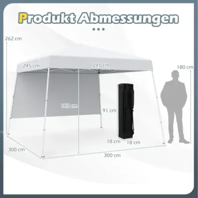 3 x 3 m pop up altán skládací altán zahradní stan vodotěsný a ochrana proti slunci zahradní altán party stan bílý