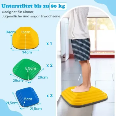 Sada 6 dětských balančních kamenů protiskluzové stohovací kameny říční kameny nášlapné kameny s nosností do 80 kg