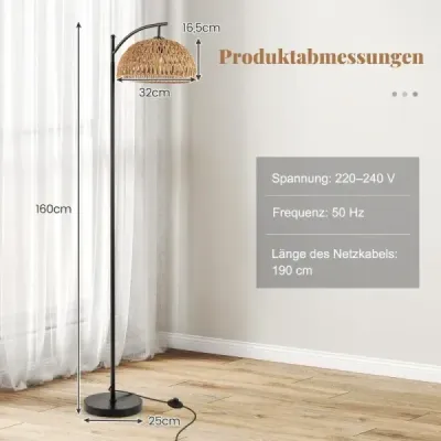 160 cm stojací lampa se závěsným stínidlem a nožním vypínačem Zásuvka E27 Stojací lampa