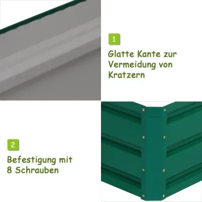 Vyvýšený ocelový záhon Obdélníkový květináč Vyvýšený zahradní záhon Studený rám pro zeleninu Květiny Bylinky Zelená 120 x 90 x 30,5 cm