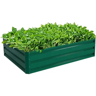 Vyvýšený ocelový záhon Obdélníkový květináč Vyvýšený zahradní záhon Studený rám pro zeleninu Květiny Bylinky Zelená 120 x 90 x 30,5 cm