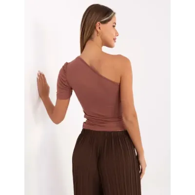Dámské triko na jedno rameno hnědé MODA0101