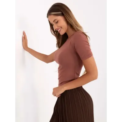 Dámské triko na jedno rameno hnědé MODA0101