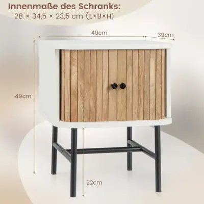 Noční skříňka s posuvnými dveřmi Noční skříňka s úložným prostorem 40 x 39 x 49 cm Bílá