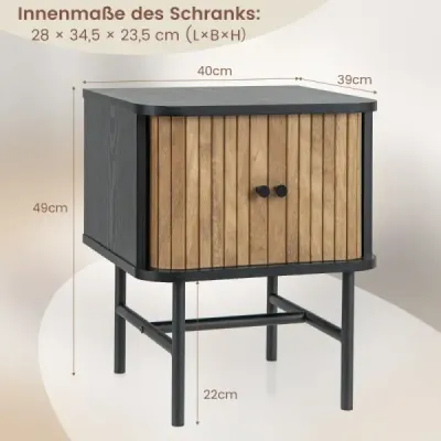 Noční skříňka s posuvnými dveřmi Noční skříňka s úložným prostorem 40 x 39 x 49 cm Černá