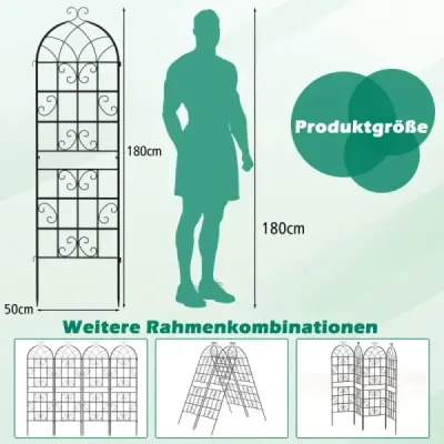 Sada 2 kovových mříží Volně stojící zahradní plot pro vkládání Mříž 180 x 50 cm černá