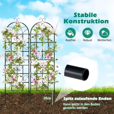 Sada 2 kovových mříží Volně stojící zahradní plot pro vkládání Mříž 180 x 50 cm černá