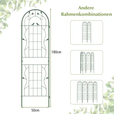 Kovová mříž sada 2 ks dekorativních zahradních plotů volně stojící podpěra pro šplhání 180 cm x 50 cm Zelená