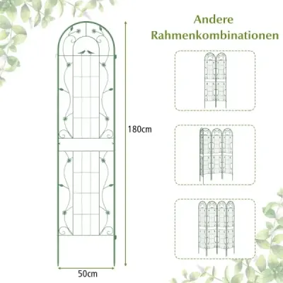 Sada 2 kovových mříží k zapojení Dekorativní zahradní plot Volně stojící podpěra pro popínavé rostliny - zelená barva