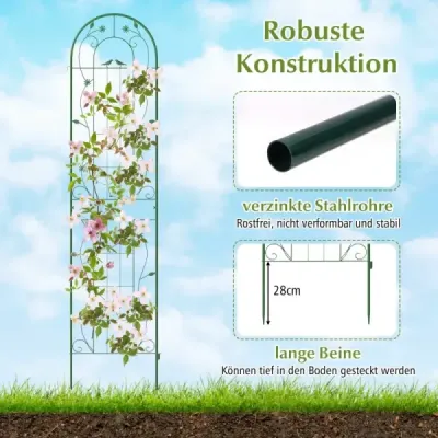 Sada 2 kovových mříží k zapojení Dekorativní zahradní plot Volně stojící podpěra pro popínavé rostliny - zelená barva