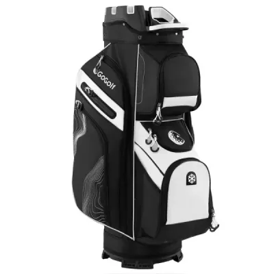 Golfový bag se 14 přihrádkami, popruhem na přenášení, pláštěnkou a 11 kapsami. Lehký golfový bag, černý.