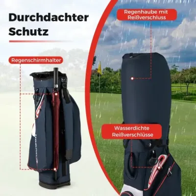Golfová taška Lehký golfový vak se 14 přihrádkami Voděodolný golfový vak Tmavě modrá