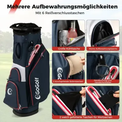 Golfová taška Lehký golfový vak se 14 přihrádkami Voděodolný golfový vak Tmavě modrá