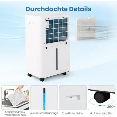 Elektrický odvlhčovač vzduchu s výkonem 25,5 l/den, odvlhčovač vzduchu pro místnosti o rozloze 25 m²