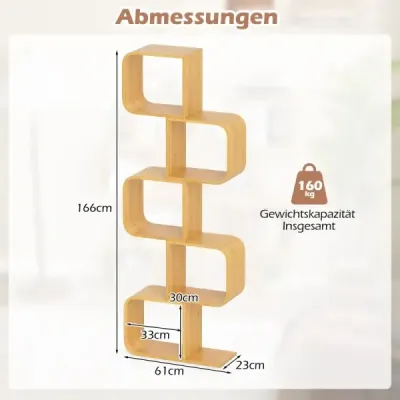 Bambusový regál ve tvaru písmene S Stojící regál s 5 úrovněmi Kostkový regál Kancelářský regál Příroda