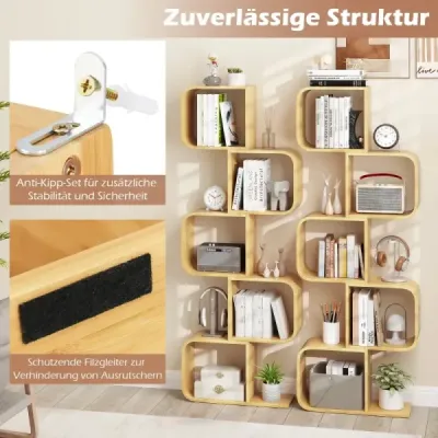 Bambusový regál ve tvaru písmene S Stojící regál s 5 úrovněmi Kostkový regál Kancelářský regál Příroda