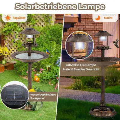 Krmítko pro ptáky se solárním osvětlením a květináčem Krmítko pro ptáky Krmítko pro ptáky Bronzová barva