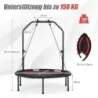 φ101cm Fitmess trampolína Mini trampolína s výškově nastavitelným madlem a 2 odporovými pásy Červená barva