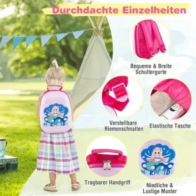 2-dílný dětský kufr + batoh z plastu dětský vozík dětská zavazadla 12"+16" Mermaid