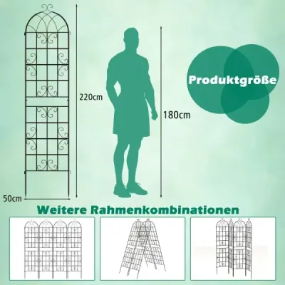 Kovová mřížka sada 2 ks dekorativních zahradních plotů volně stojící zahradní mřížka na zástrčku černá 220 x 50 cm