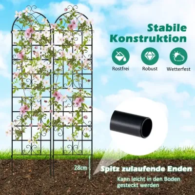 Kovová mřížka sada 2 ks dekorativních zahradních plotů volně stojící zahradní mřížka na zástrčku černá 220 x 50 cm