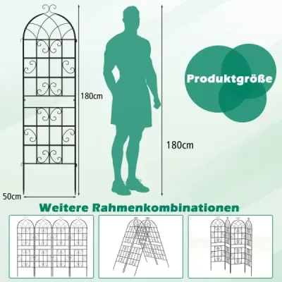 Kovová mřížka sada 4 dekorativních zahradních plotů volně stojící zahradní mřížka na zástrčku v černé barvě 180 x 50 cm