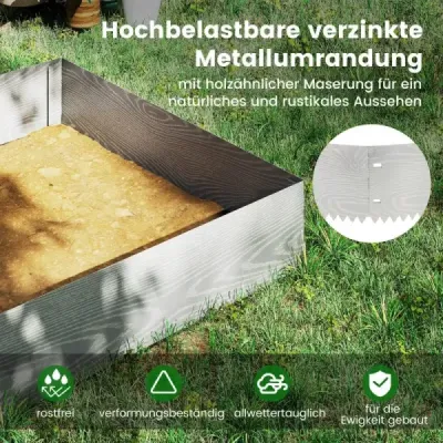 6dílné kovové pozinkované obruby na trávník Obruby na sečení Obruby na záhony Vyvýšený záhon pro kutily Zahradní záhon 110 x 22 cm