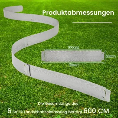 6dílný lem trávníku Pozinkovaný kov 6 m dlouhý Lemování záhonů DIY vyvýšený záhon Zahradní záhon 110 x 20 cm