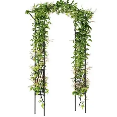 Kovový zahradní oblouk pro popínavé rostliny oblouk zahradní mříž pro růže 170 x 39 x 210 cm černý
