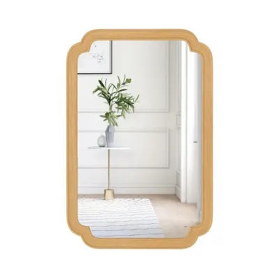 Obdélníkové zrcadlo s dřevěným rámem 90 x 60 cm nástěnné zrcadlo na statku závěsné zrcadlo dekorativní zrcadlo velké do obývacího pokoje