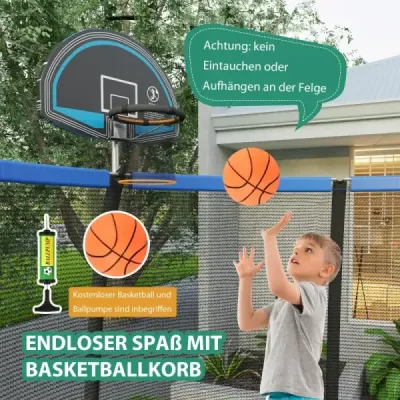 φ333cm venkovní trampolína s žebříkem a basketbalovým košem a bezpečnostní sítí a krytem okraje
