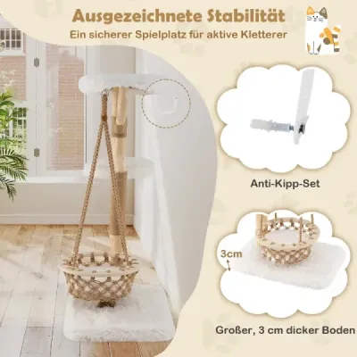 123cm kočičí strom se závěsným košem a šplhací věží a skutečnými dřevěnými větvemi Strom pro kočky