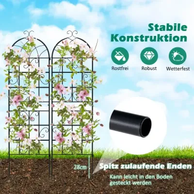 Kovová mřížka sada 4 dekorativních zahradních plotů volně stojící zahradní mřížka na zástrčku v černé barvě 180 x 50 cm