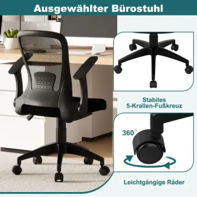 Kancelářská židle ergonomická otočná židle se skládacími područkami a bederní opěrkou