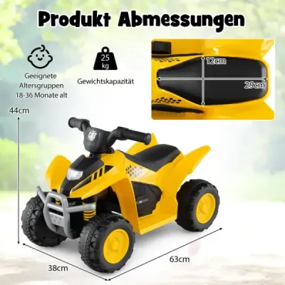 6V elektrická čtyřkolka pro děti Mini elektrická čtyřkolka s LED světlomety Elektrické auto ATV pro děti ve věku 18-36 měsíců