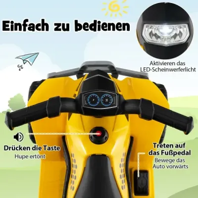 6V elektrická čtyřkolka pro děti Mini elektrická čtyřkolka s LED světlomety Elektrické auto ATV pro děti ve věku 18-36 měsíců